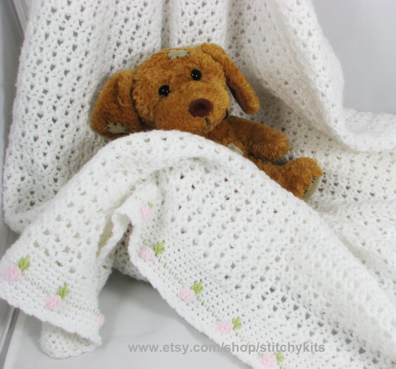 Crochet Pattern for Rosebud Baby Blanket INSTANT DOWNLOAD .pdf image 2