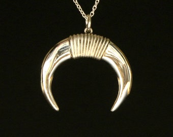 Taurus Horns Pendant: Elegant Zodiac Jewelry Celebrating Strength and Stability, sterling silver, handmade,