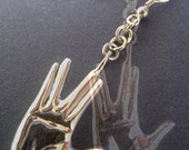 Star trek jewelry a pair of Spock hand earrings sci-fi hand salute solid sterling silver hand carved unisex gift idea