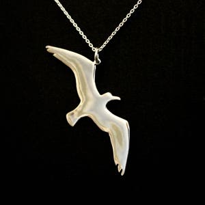 Collier oiseau albatros, bijoux oiseau, pendentif symbole de la liberté, pendentif symbole de l'espoir, argent sterling sculpté à la main, fête des mères image 3