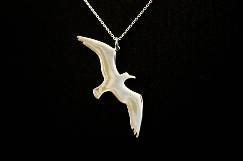 Collier oiseau albatros, bijoux oiseau, pendentif symbole de la liberté, pendentif symbole de l'espoir, argent sterling sculpté à la main, fête des mères image 3