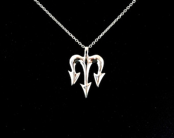 Pendentif trident, trident de Neptune, symbole de force et de vigueur, fait main, argent sterling, BLACK FRIDAY 23MOTHERS DAY