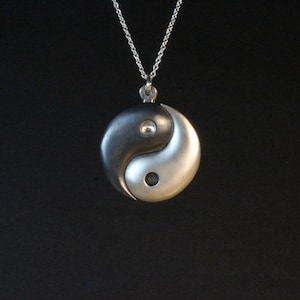 Yin Yang necklace jewelry pendant oxidized sterling silver hand carved yin yang sign unisex jewelry gift,