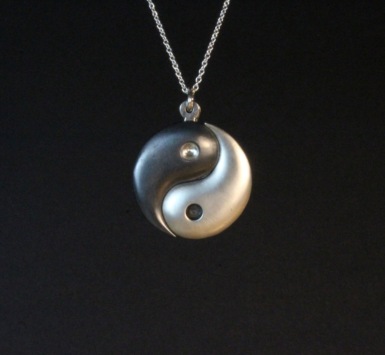 Yin Yang Necklace Jewelry Pendant Oxidized Sterling Silver Etsy
