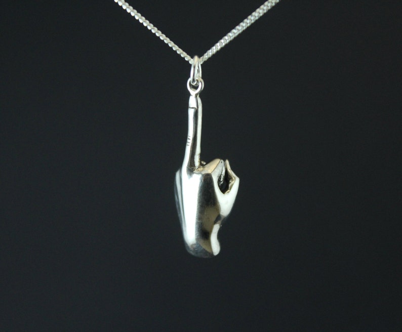 Fuck off jewelry, fuck off charm, fuck you middle finger, hand gesture, up yours sterling silver, rebel jewelry,MOTHERS DAY image 4