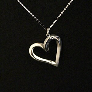 Heart necklace , Love jewelry, contemporary heart necklace, friendship, family love, sterling silver,