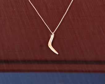 Boomerang Pendant Necklace: Unique Symbol of Adventure and Return, hand made, sterling silver,