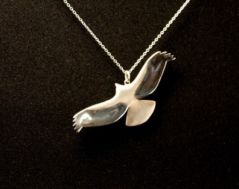 Hawk pendant, Hawk jewelry, Birds jewelry, solid sterling silver 925, hand carved,MOTHERS DAY