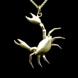 Crab Pendant Necklace: Nautical Charm for Beach Enthusiasts and Ocean Lovers, handmade sterling silver, hand carved in wax
