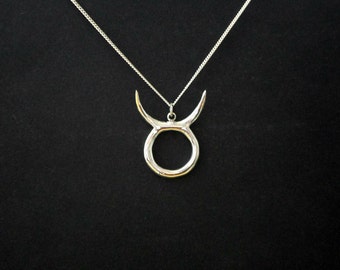 Taurus zodiac Pendant Necklace: Celestial Charm for the Steadfast Spirit,  sterling silver 925 hand carved,