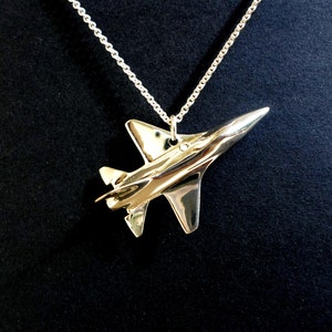 F-16 Falcon Necklace: Iconic Aviation Jewelry for Jet Lovers, sterling silver 925, hand made