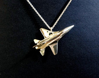 Airplane F16 pendant jewelry, airplane jewelry, fighter pilot, solid sterling silver air force jewelry,MOTHERS DAY