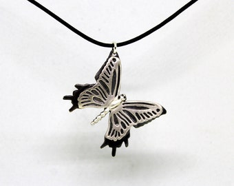 butterfly jewelry, butterfly pendant, embossed butterfly, hand made, sterling silver,MOTHERS DAY