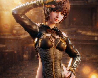 Cyberpunk Maiden Resin Figure – Futuristic Girl Statue Model Kit – Sci Fi Collectible