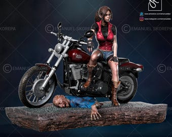 Zombie Outbreak Biker Heroine Resin Statue – Collector Display Model