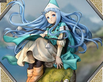 Mystical Apprentice Witch Resin Figure | Blue Hair Fantasy Mage Statue | Hand-Painted Anime Collectible Display