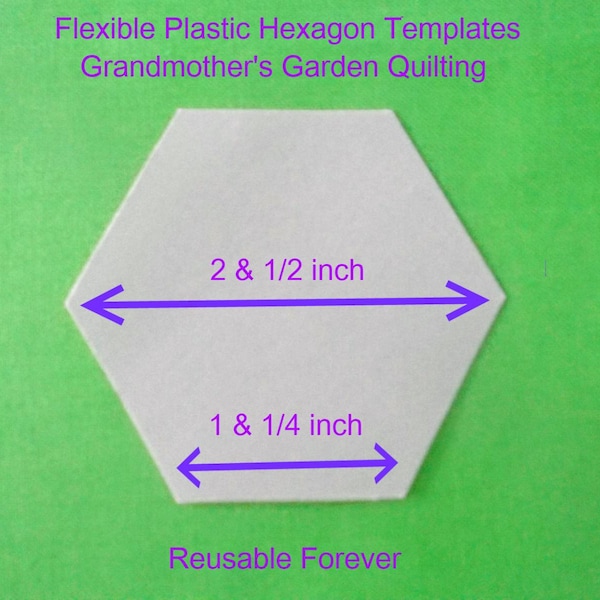 50 flexible plastic quilting hexagon templates ~ REUSABLE FOREVER ~ 2 & 1/2 inch size