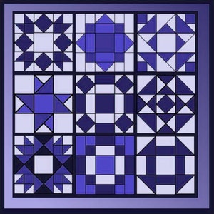 Paper Patchwork Quilt Block Templates ~ STARBURST QUILT ~ Nine Block Paper Pieces