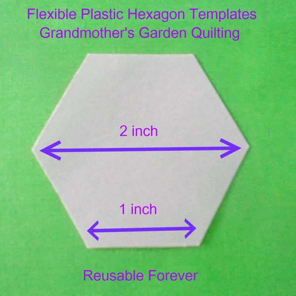 100 flexible plastic quilting hexagon templates ~ REUSABLE FOREVER ~ 2 inch size