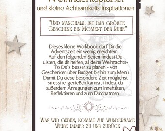 Weihnachtsplaner druckbar PDF - Advent Achtsamkeitsplaner, Geschenkeliste, Budgetplaner & To-Do für Selfcare und stressfreie Weihnachten