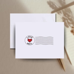 Envelope with Illustrated Love Mail Stamp – Romantic Stationery for Letters and Cards