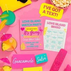 Watch Party Printable Bundle I Invitation, Food Labels, Bingo Game, Drink Signs, Party Decor & More