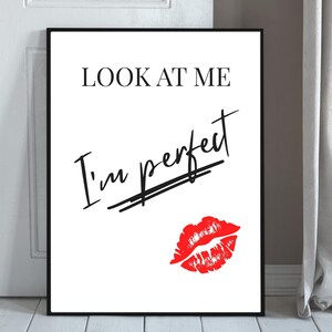 Minimalist poster with positive message in French, black white red poster, positive affirmation print