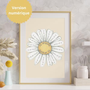 beige flower poster, positive affirmation in French, self-confidence poster, printable wall art