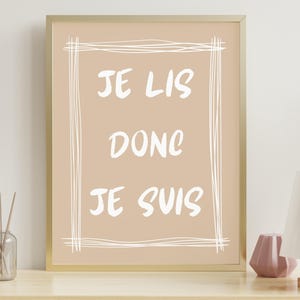 Poster message pleasure of reading in French, minimalist wall decoration loving book lovers, reading corner poster