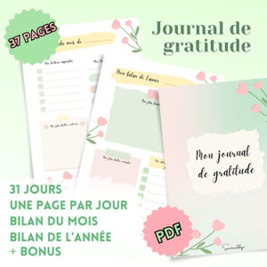 Gratitude journal in French for women, daily gratitude journal to print, self-affirmation journal in pdf