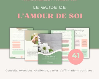 Self-love digital book PDF, personal development guide, workbook and self-confidence affirmations in French