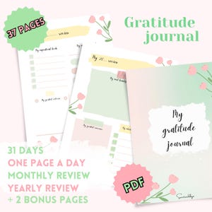 Printable Gratitude Journal for Women in English, Downloadable Wellness Journal, Daily Gratitude Journal PDF