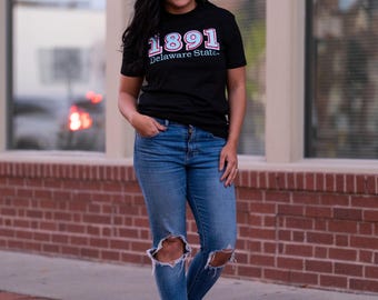 1891 Delaware State Black Tee Shirt (Unisex)