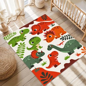 Dinosaur Rug, Kids Dino Carpet, T-Rex Nursery Rug, Jurassic Play Mat, Baby Boy Rug, Toddler Dino Mat, Fun Dino Room Decor, Preschool Rug