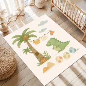 Dino Nursery Rug, Baby Room Rug, Dino Mat, Toddler Play Rug, Cute Dinosaur Floor, Soft Kids Room Rug, Jungle Baby Rug, Montessori Decor
