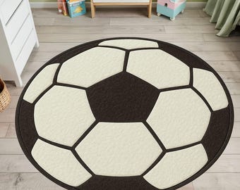 Alfombra infantil con forma de balón de fútbol, alfombra deportiva blanca y negra para guardería