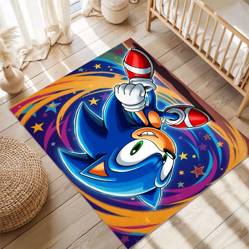 Sonic Rug Sonic the Hedgehog Rug, Colorful Gaming Carpet, Washable Playroom Decor ...