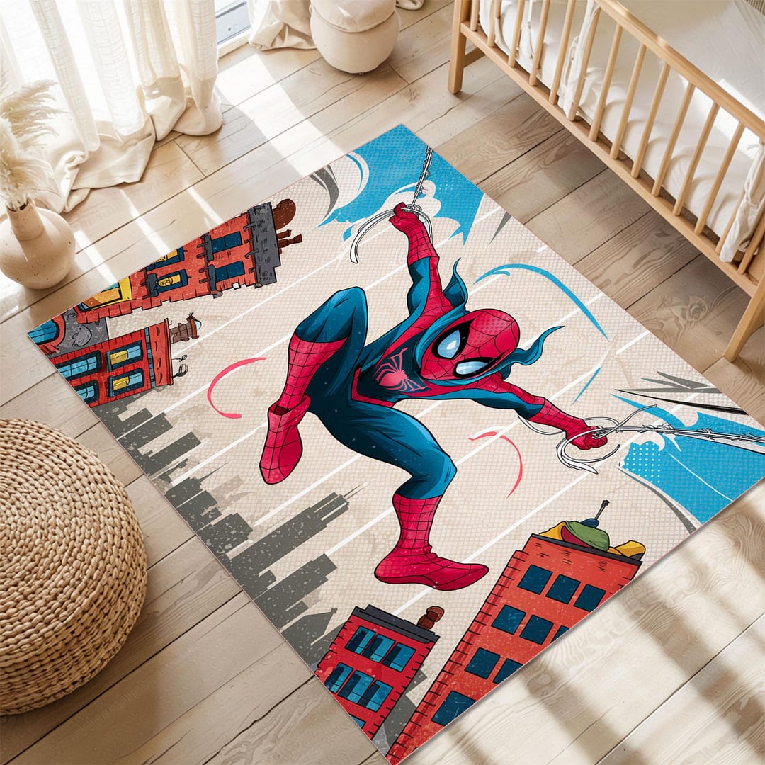 Action Figure Rug Superhero Playroom Rug, Spider Hero, Non-slip Kids Carpet - Etsy