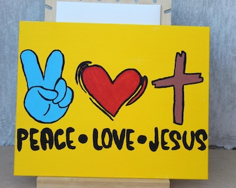 Christian Painting on Canvas | Peace Love Jesus