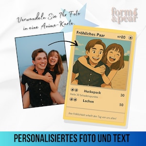 Personalisierte Pokémon-Karte im Anime-Stil |Mit Foto & Wunschtext | Geschenk für Partner, Paargeschenk , Geschenk zum Jahrestag