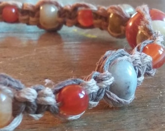 Hemp necklace/hemp choker/hippie necklace/agate