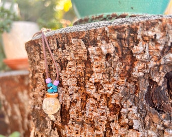 Hemp beaded adjustable necklace with citrine stone/citrine/citrine stone/purple/blue/purple blue necklace/adjustable