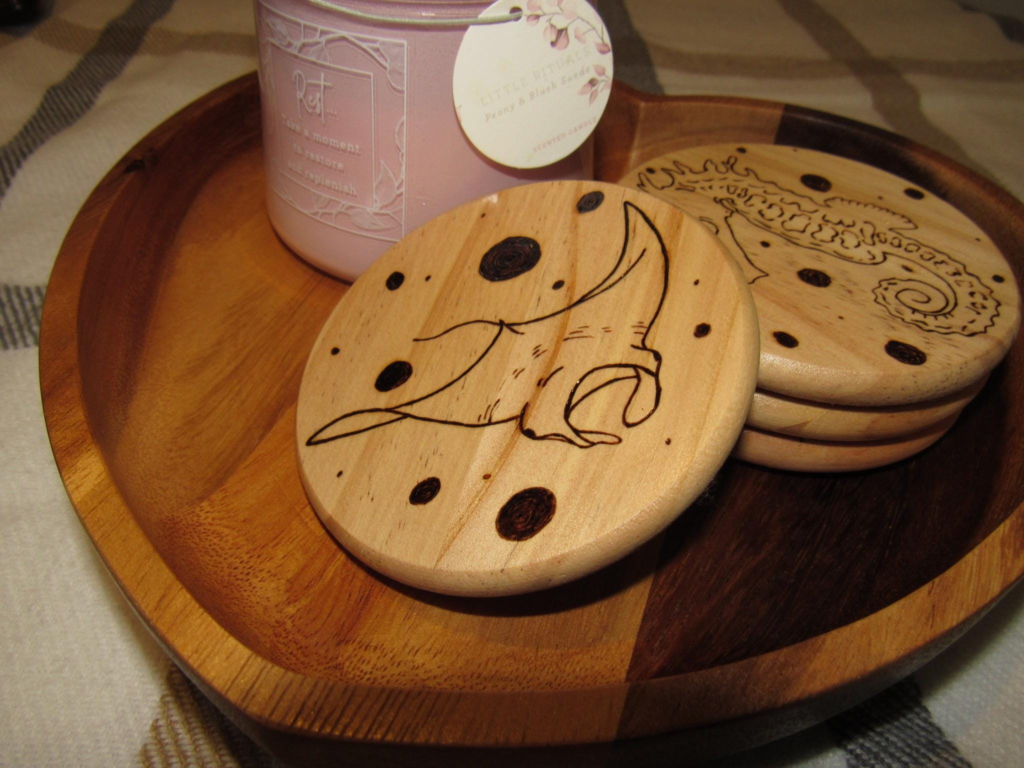 4 Sottobicchieri in Legno Naturale Cup Rustico fatti a mano