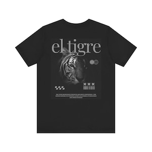 El Tigre Minimalist Tiger Graphic Tee Monochrome Luxury Aesthetic Shirt Bold Animal Symbolism Unisex T-Shirt
