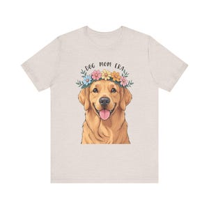 Camiseta unisex Dog Mom Era, con corona de flores de golden retriever, regalo ideal para amantes de los perros, camiseta minimalista en colores pastel, ropa acogedora, suave