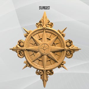 Compass 3D STL Relief Design - Ideal for CNC, Router, and 3D Printing Projects, Includes Height Map | Digital Download