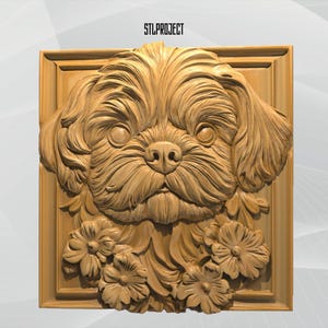 Shih Tzu 3D-STL-Reliefdesign – ideal für CNC-, Router- und 3D-Druckprojekte, inklusive Höhenkarte | Digitaler Download | Hunderassen
