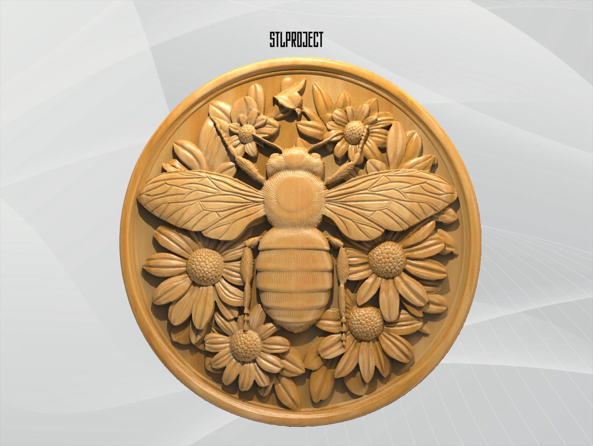 Bee 3D STL Relief Design - Ideal for CNC, Router, and 3D Printing Projects, Includes Height Map | Digital Download, Animal Wildlife