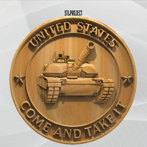 Tank USA 3D STL-reliëfontwerp - Ideaal voor CNC-, router- en 3D-printprojecten, inclusief hoogtekaart | Digitaal downloaden