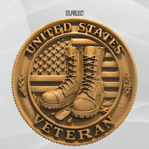 Bottes de vétéran (modèle 3D STL en relief) - Idéal pour les projets CNC, de routeur et d'impression 3D, avec carte de hauteur | Téléchargement numérique